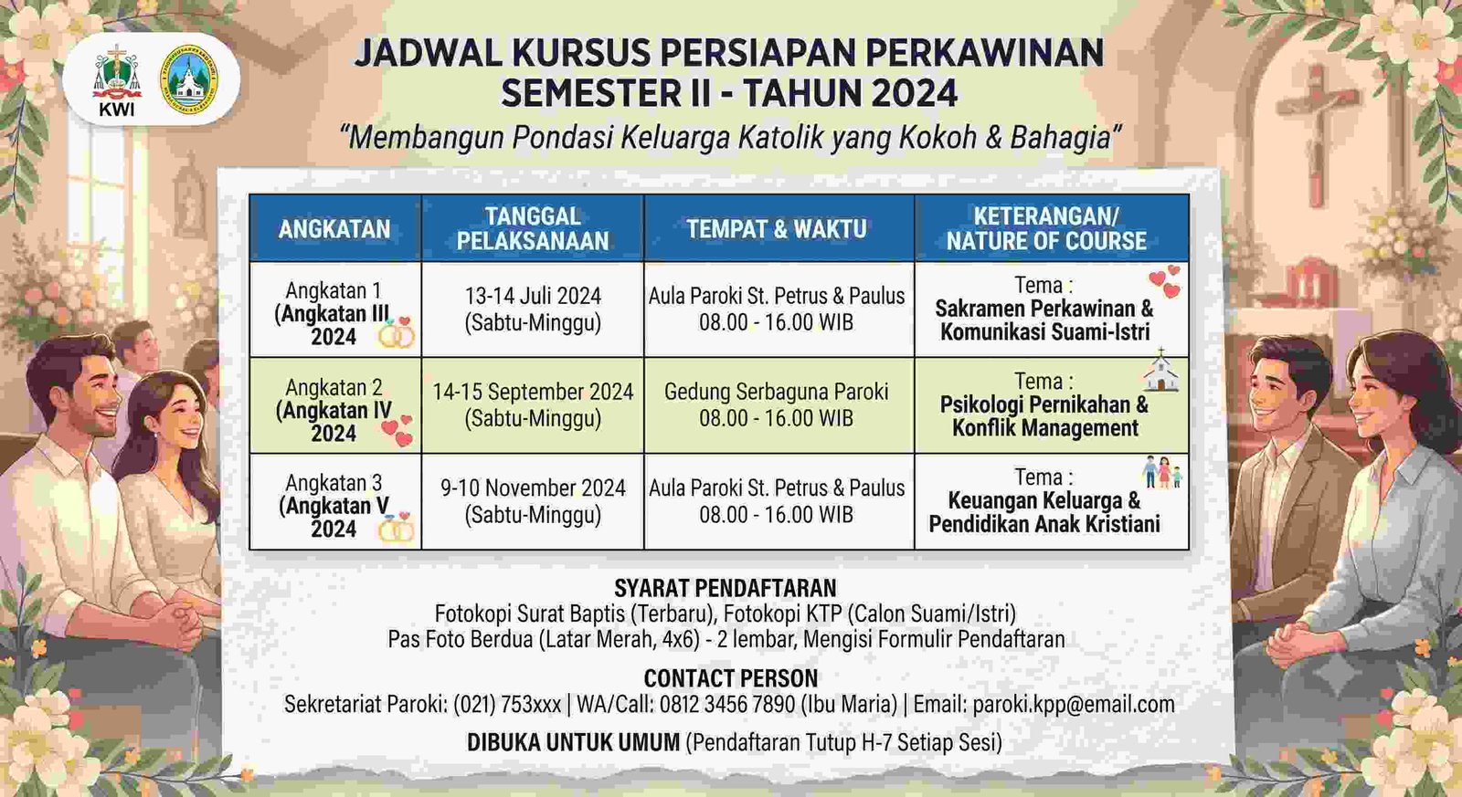 Jadwal Kursus Persiapan Perkawinan Semester II